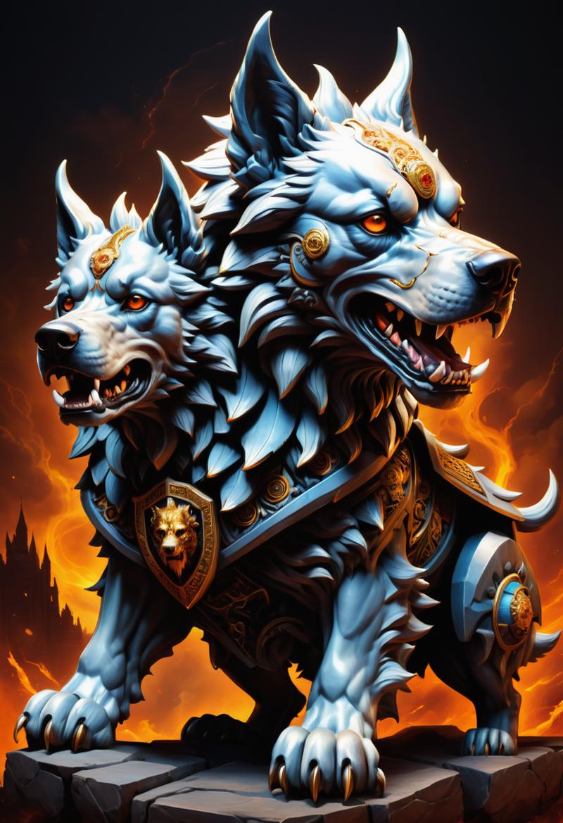 00050-[number]-1307763554-hyper detailed masterpiece, dynamic, awesome quality, cerberos, Fearsome multi-headed dog, guardian of the underworld,  fierce a.png